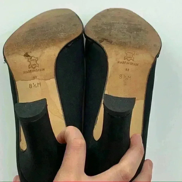 Evan Picone heels size 8.5 black silk gem 80s 90s - Picture 6 of 11